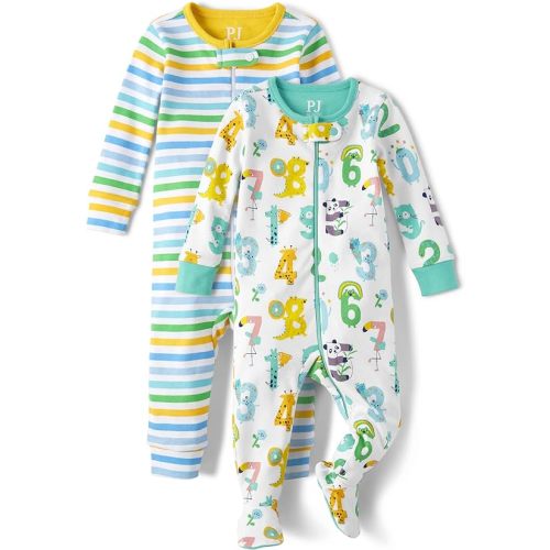 The Children's Place Boys' and Toddler Short Sleeve 100% Cotton Zip-Front One Piece Pajama