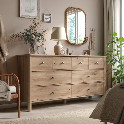 STOREMOLLA 8-drawer dresser - gray-brown stained 67 3/8x19 5/8x35 7/8 "