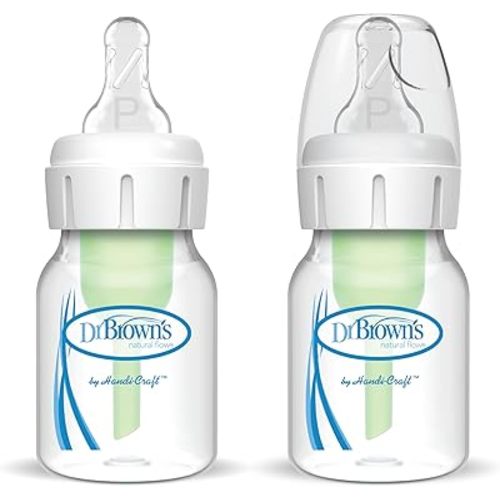 Dr. Brown's Anti-Colic Narrow Baby Bottle, 2oz/60mL with Preemie Flow Nipple, 2-Pack