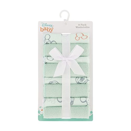Cudlie Disney Baby Washcloths with Nursery Characters | 8 Pack of Kids Washcloths for Bath | Baby Shower Gifts and Baby Stuff for Newborns - Mickey Mouse Blue