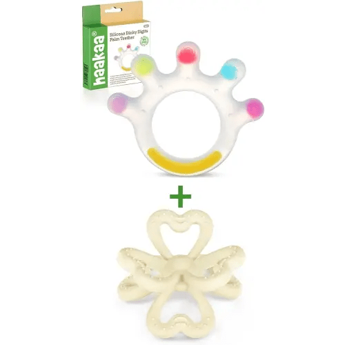 Haakaa Large-Palm Baby Teether Combo & Silicone Clover Teether Toy