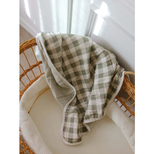 Evergreen Gingham 6 Layer Gauze Blanket – Chicke