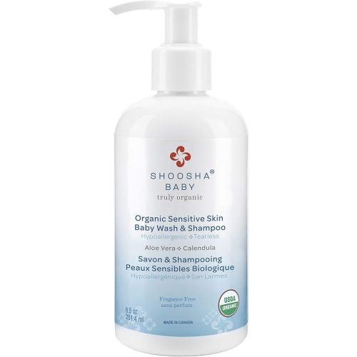Shoosha Sensitive Skin Organic Wash and Shampoo, Unscented, 251.4 ml (Pack of 1)