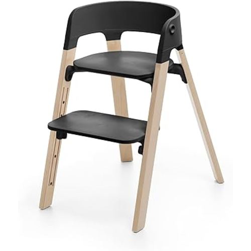 Stokke Steps Chair, Black/Natural - 5-in-1 Seat System - Can Transform Into Newborn + Toddler High Chair - Use Throughout Childhood or Up to 187 lbs. - Tool Free, Stylish & Adjustable
