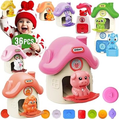 36PCS Montessori Learning Toys for Toddlers 1 2 3 Years Old, Educational Farm Animals Barn Counting Sorting Matching Stacking Games for Baby Boys Girls Gifts Birthday Valentines Easter Christmas