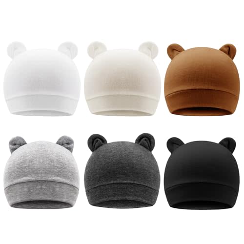DRESHOW BQUBO 6 Pack Baby Hats for Boys Girls Unisex Baby Hat Soft Knit Cap Nursery Beanie for Newborn Infant Toddler Kid