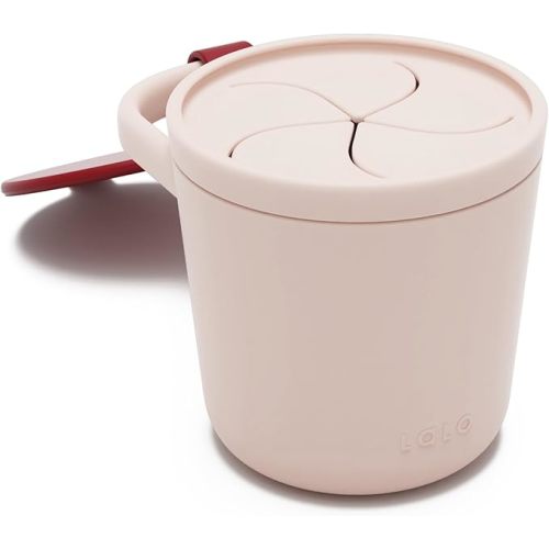 Lalo Snack Cup - Mess-Free Silicone Snack Cups for Toddlers & Babies with Detachable Lid, BPA-Free Baby Snack Containers, Fits Most Stroller & Car Seat Cup Holders, Dishwasher Safe, Berry & Cream