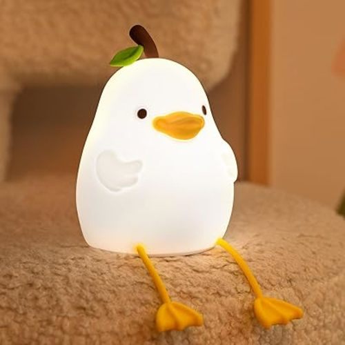 Pear Duck Night Light for Kids, LED Nursery Night Light, 3 Level Dimmable Silicone Cute Lamp, Duck Light Table Lamp for Home Bedroom Living Room Decor, Duck Pear Night Lamp