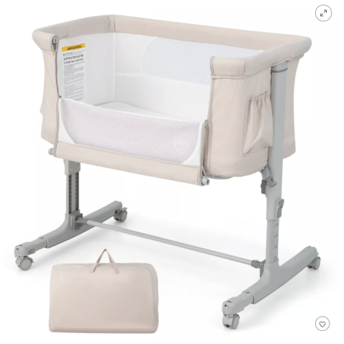 Infans 3-in-1 Baby Bassinet Beside Crib With 5-level Adjustable Heights Beige