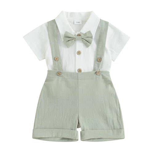 Infant Baby Boy Gentleman Outfit Summer Romper Onesie Suspender Shorts Overalls Newborn Dress Clothes