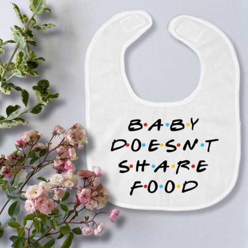 Baby Doesn't Share Food Friends Cloth Bib | Funny Baby Bib, Joey Tribiani Inspired Baby Gift, Friends Tv Show Fans, Baby Shower Present