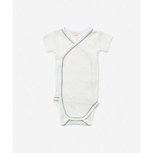 Crossbody Short Sleeve One-piece, Seafoam Piping