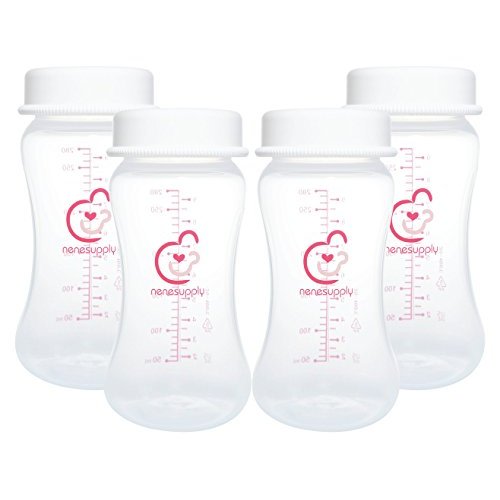 Nenesupply 9oz 4 Count Wide Neck Breast Pump Bottles Use as Bottles for Pumping with Spectra S1 Spectra S2 9 Plus Breast Pumps. Pump Bottles for Spectra Pump. Breastmilk Storage and Collection Bottles