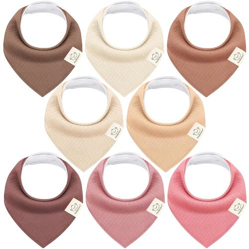 8-Pack Organic Baby Bandana Bibs for Girls - Super Absorbent Triangle Baby Bibs for Drooling and Teething Infant