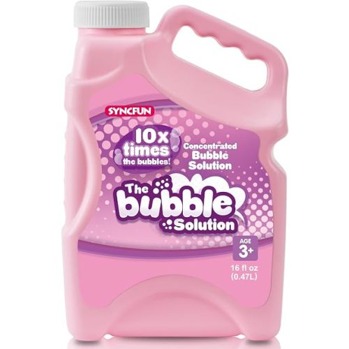 SYNCFUN 16 oz Bubble Solution Refills(Up to 1.25 Gallons), Concentrated Solution for Bubble Machine, Wands, Blower, Easter, Outdoors Activity-Pink