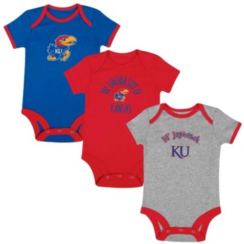 NCAA Kansas Jayhawks Infant Boys' Short Sleeve 3pk Bodysuit Set, Size: 6-9M