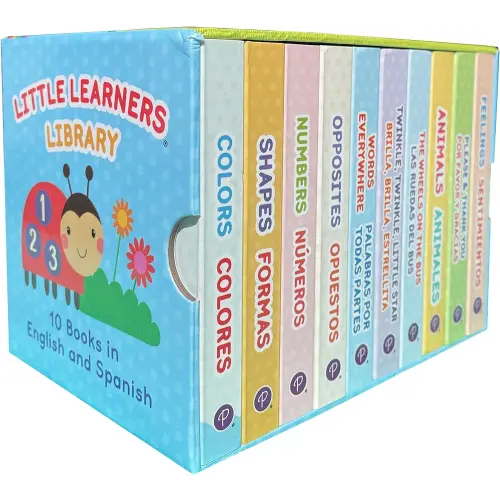 Bilingual 10 Board Books in Spanish and English: Little Library set includes Counting, Colors, Feelings, Animals, The Wheels on the Bus, ABCs, and More (English and Spanish Edition)