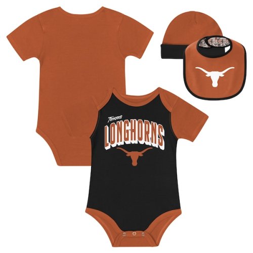 Texas Longhorns  Newborn & Infant Dynamic Duo Bodysuit, Bib & Cuffed Knit Hat Set