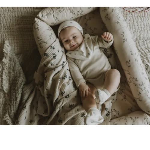 Blueberry Cotton Muslin Swaddling Cloth | Ivory