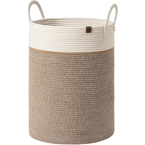 LA JOLIE MUSE Woven Basket Rope Storage Baskets - Large Cotton Organizer, Basket for Baby Blanket, Kids Toy Nursery Laundry Basket Mocha XL