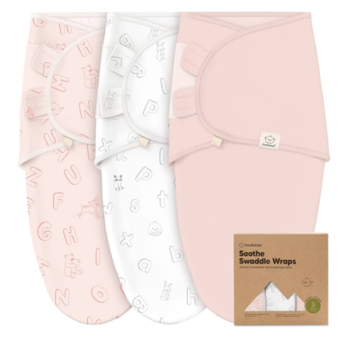 3-Pack Organic Baby Swaddle Sleep Sacks - Swaddles for Newborns, Infant 0-3 Months, Baby Girls, Boys, Soft & Snug Newborn Sleep Sack, Nursery Swaddling Blankets (ABC Land Rose)