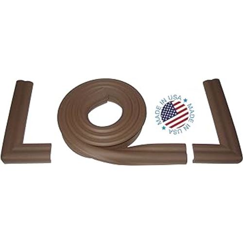 KidKusion Hearth Cushion | Made in USA | Brown | 8.33 Ft of Padding | Child Safety, Edge and Corner Guard, Babyproof Fireplace Bumper