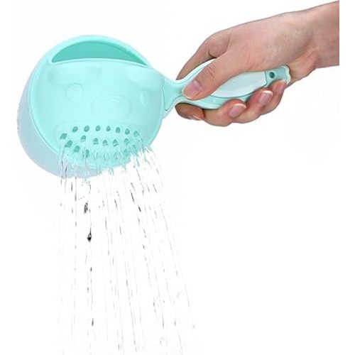 Detachable Tear-Free Waterfall Baby Rinse Cup, Shampoo Flusher for Hair Bathing (Green)