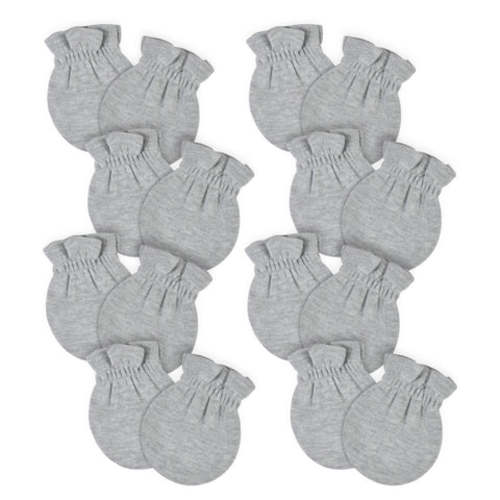 0-3 M - 8-Pack Baby Neutral Gray Heather No Scratch Mittens