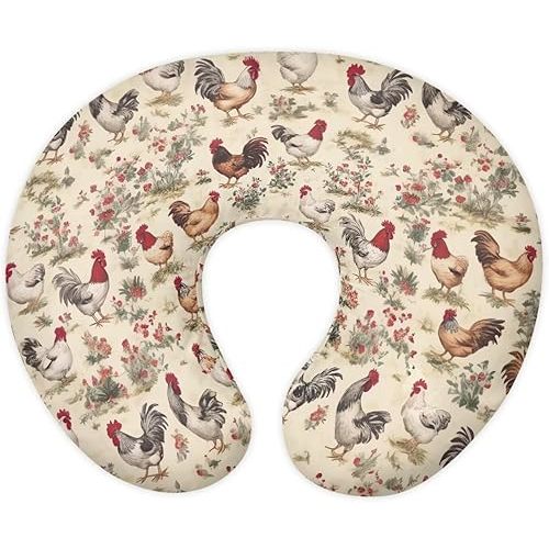 Chicken Nursing Pillow Cover for Baby Girl Breastfeeding Pillow Slipcover with Hidden Zipper Nursing Pillow Covers for Breastfeeding Vintage Nursing Protective Case Beige