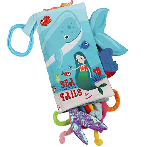 bebe mondo Fish Baby Books 0-6 Months, Newborn Infant Tummy Time Toy High Contrast Sensory Baby Toys 6 to 12 Months Touch Feel Crinkle Books Easter Gifts for Boy Girl 0-3, Shower Gift, Shark