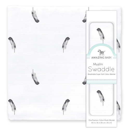 Amazing Baby - Sensory Muslin Swaddle Blanket - Little Feather - Love – SwaddleDesigns