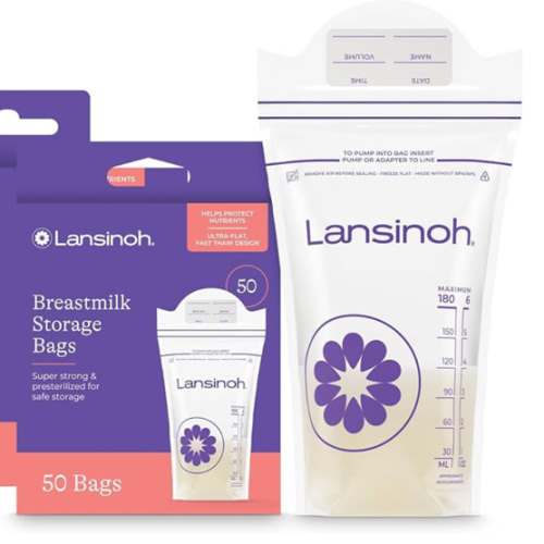 Lansinoh Breastmilk Storage Bags, 150 Count, Baby Essentials, Fast Freeze & Thaw Breast Milk Bags for Baby Bottle Feeding, Superior Strength & Stretch, 6 Ounce