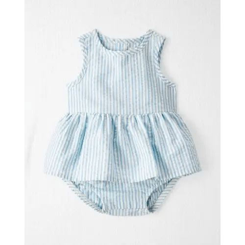 Baby Seersucker Ruffle Sunsuit Made with Organic Cotton - Little Planet | Carter's