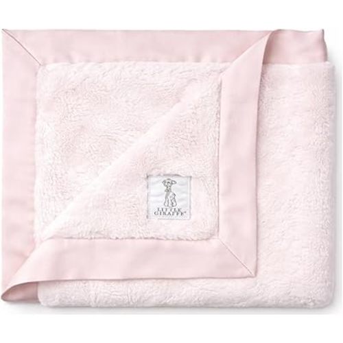Little Giraffe Baby Blanket - Luxe Soft Blanket with Satin Trim - Baby Stroller Blanket - Newborn Baby Essentials & Baby Gifts - 29x35" - Pink