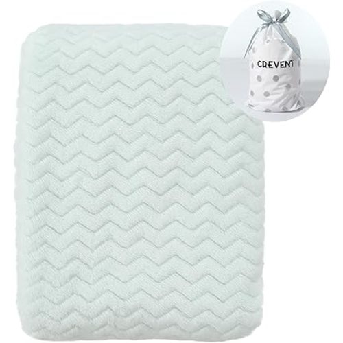 CREVENT Cozy Fluffy Warm Fleece Infant Blanket for Girls & Boys Toddler Crib Cot Stroller (75cmX100cm Wave Avocado Green)