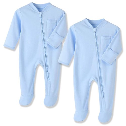 Eleven's Kingdom Baby Kids Sleep and Play,Baby Cotton Pajamas with Mitten Cuffs, 2 Way Zipper Footed Sleeper 0-12 Month