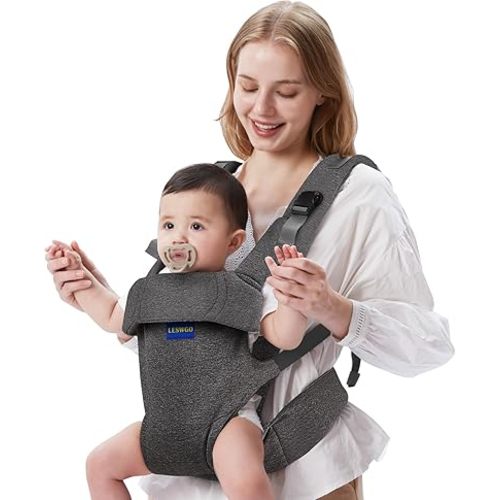 Baby Carrier Newborn to Toddler,Newborn Carrier(7-25lbs) with Head Support, Cozy Baby Wrap Carrier, with Hook&Loop for Easily Adjustable, Soft Fabric (Breathable Black) (All-Gray)