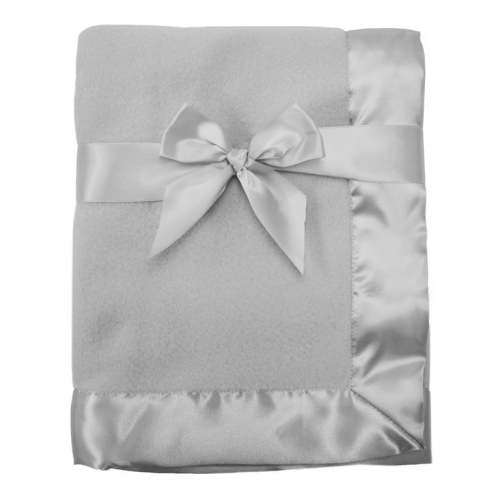 American Baby Company Fleece Blanket with Silk-Like Satin Trim, Soft, Warm & Cozy, Gray, 30" x 40" for Boys and Girls, Perfect for Baby Carrier, Stroller, Travel and Gifting