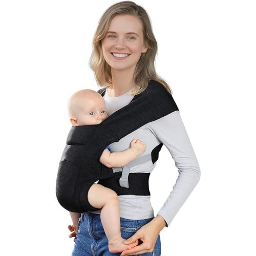 Newborn Carrier, Cozy Baby Carrier, Ergonomic Cross-Back Wrap, Hands-Free with Supportive Comfort, Deep Grey