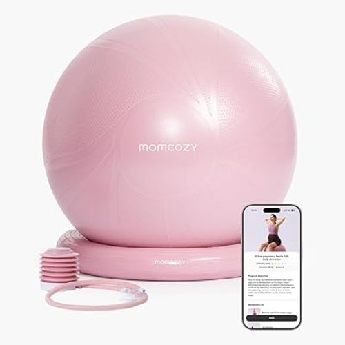 Momcozy BirthEase Maternity Ball Set, Birthing Ball with App Full-Journey Courses, BPA-Free PVC & Anti Burst Exercise Yoga Ball for Maternity, Labor, Physio, Recovery