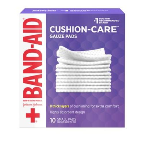 Johnson & Johnson Brand Cushion Care Gauze Pads, Small, 2 In X 2 In - 10 Ct