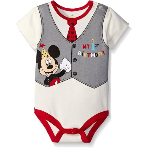 Disney baby-boys Mickey My First Birthday Creeper