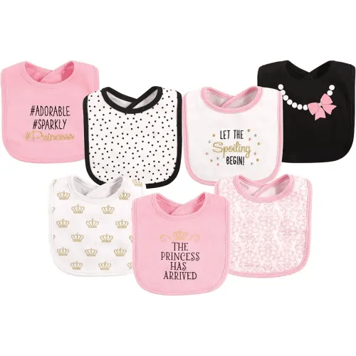 Hudson Baby Unisex Baby Cotton Bibs, Princess, One Size