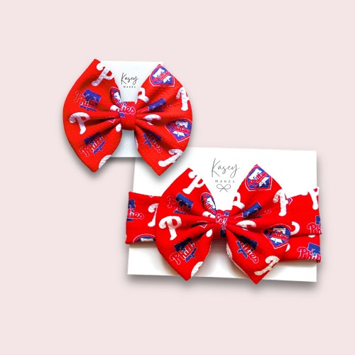 Philadelphia PHILLIES HAIR BOWS | Phillies Inspired Baseball Bows, Headwraps, Scrunchies, Headbands, Infant Bows