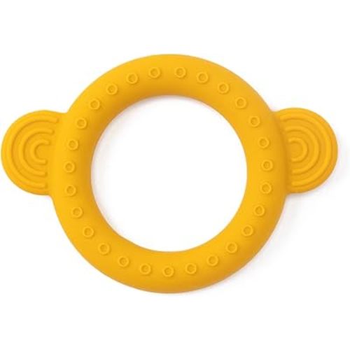 Bella Tunno Rattle Teether – Soft Silicone Teether Baby Rattle with Easy Grip, Soft Rattle, and Fun Animal Shapes to Help Soothe Baby Teething, Non-Toxic, BPA Free (Monkey)
