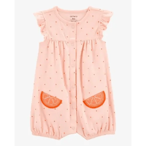 Baby Cotton Short-Sleeve Romper - Orange - Carter's | Carter's