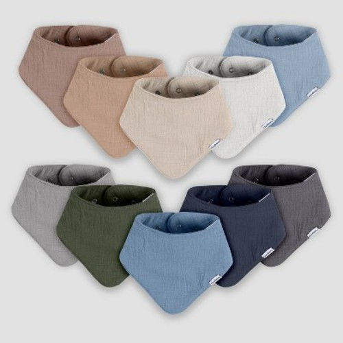 Gerber Baby 10pk Bandana Bibs, Color: Brown/Blue/Green
