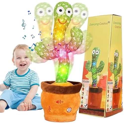 Dancing Cactus, Talking Cactus Toy, Dancing Cactus Mimicking Toy, Repeating and Recording What You Say, Cactus Baby Toy with LED, Repeat, Dance, Record (Dancing Cactus Recording + Song + Volume)