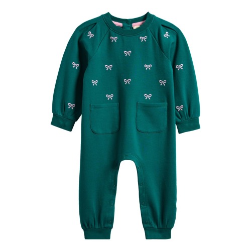 Print Shoulder Pleat Fleece Romper