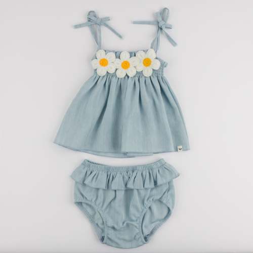 Daisy Denim Sunsuit Set